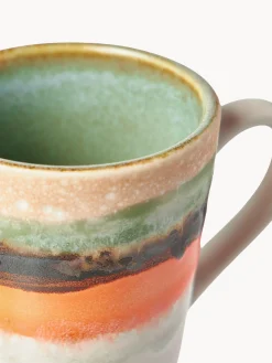 Set di 4 tazzine da espresso fatte a mano con smalto reattivo 70's