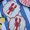 Set di 2 tovaglioli ricamati Lobster