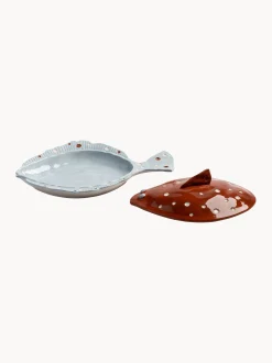 Set di 2 vassoi da portata fatti a mano con coperchio Tureen