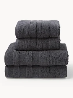Set di asciugamani con bordo rigato Luxe, varie misure