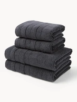 Set di asciugamani con bordo rigato Luxe, varie misure