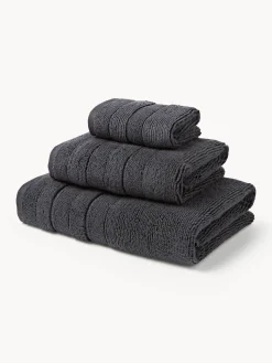 Set di asciugamani con bordo rigato Luxe, varie misure
