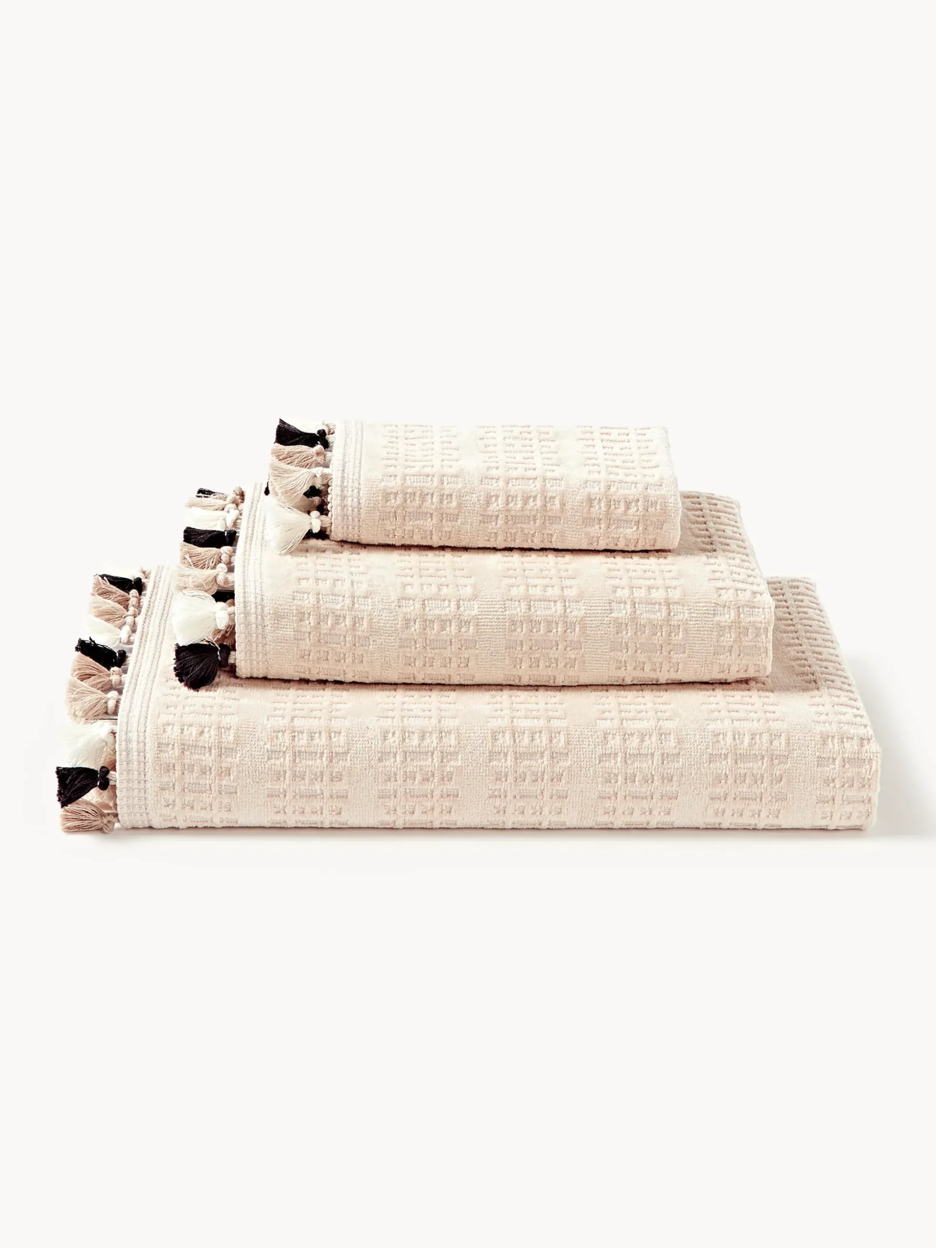 Set di asciugamani in velluto con frange decorative Tallulah, varie misure
