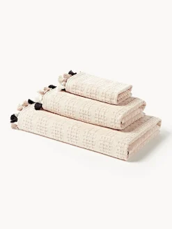 Set di asciugamani in velluto con frange decorative Tallulah, varie misure