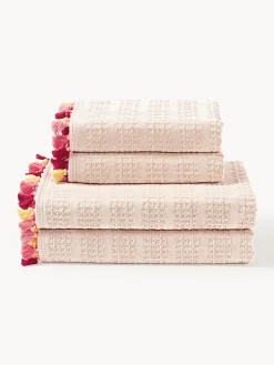 Set di asciugamani in velluto con frange decorative Tallulah, varie misure