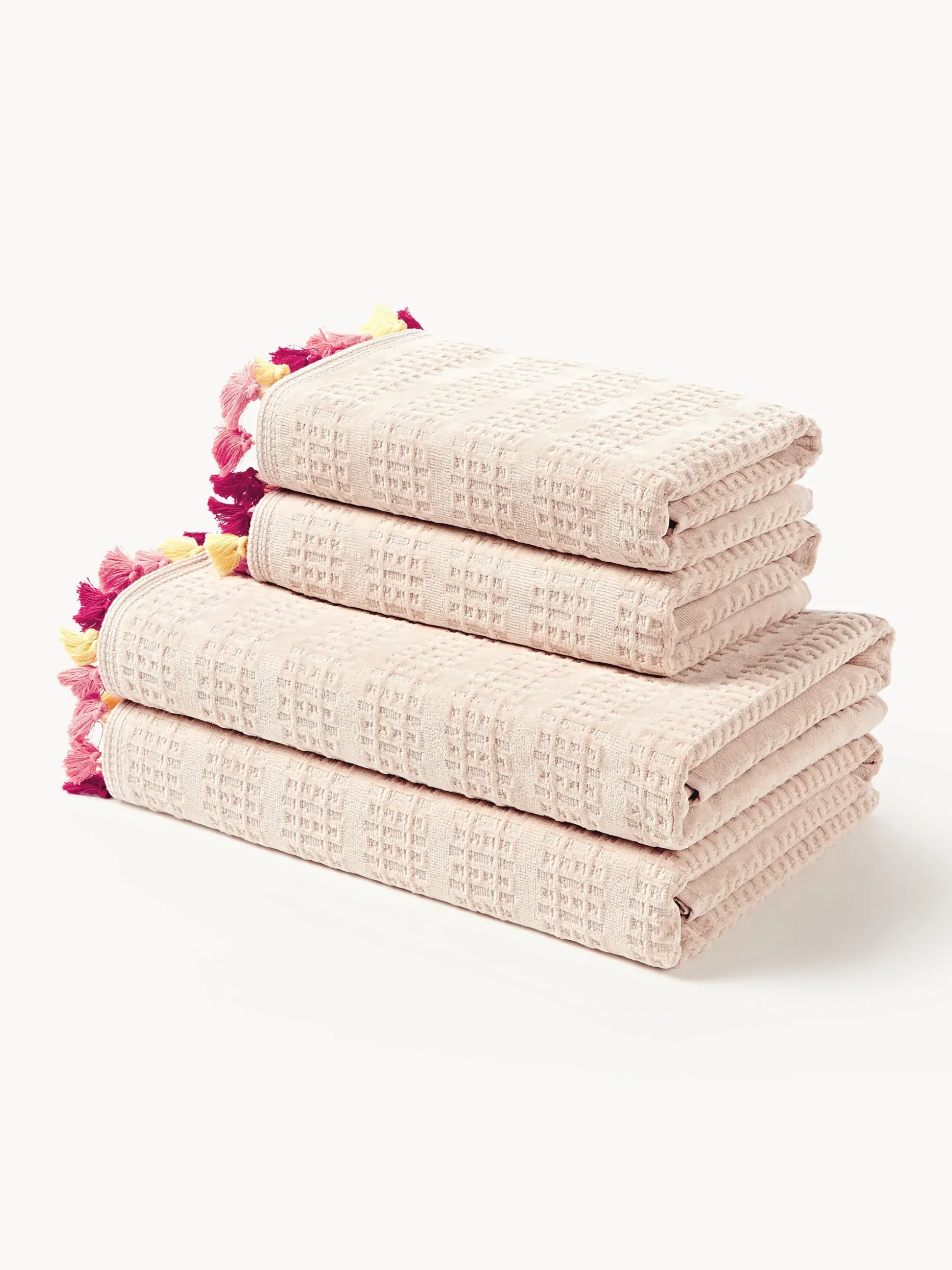 Set di asciugamani in velluto con frange decorative Tallulah, varie misure