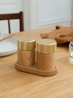Set macina sale e pepe in legno di quercia Sina 3 pz