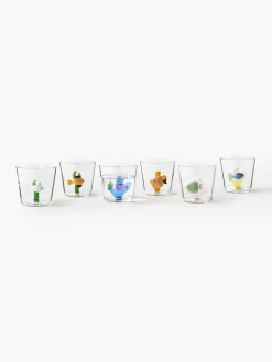 Set 6 bicchieri acqua in vetro borosilicato fatti a mano Marine Garden