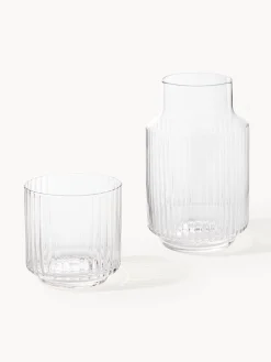 Set caraffa e bicchiere in vetro soffiato Aleo, set da 2