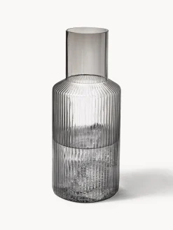 Set caraffa piccola e bicchiere in vetro soffiato Ripple, set da 2