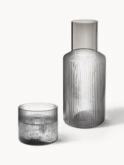 Set caraffa piccola e bicchiere in vetro soffiato Ripple, set da 2