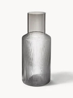 Set caraffa piccola e bicchiere in vetro soffiato Ripple, set da 2