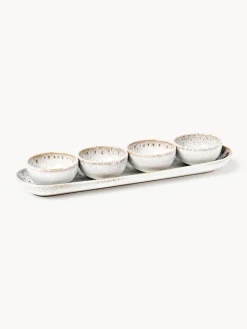 Set ciotole per salse fatte a mano con vassoio da portata Danza 5 pz