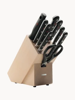 Set coltelli con ceppo e 1 paio di forbici in legno di faggio Classic 9 pz