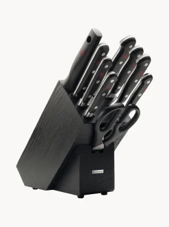 Set coltelli con ceppo e 1 paio di forbici in legno di frassino Classic