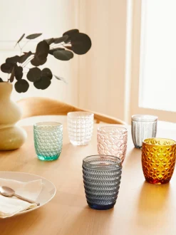 Set di 6 bicchieri acqua con motivo in rilievo Geometry