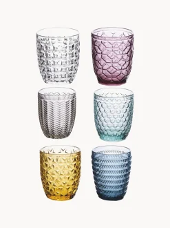 Set di 6 bicchieri acqua con motivo in rilievo Geometry