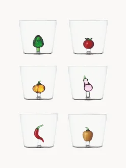 Set di 6 bicchieri acqua in vetro borosilicato fatti a mano Vegetables