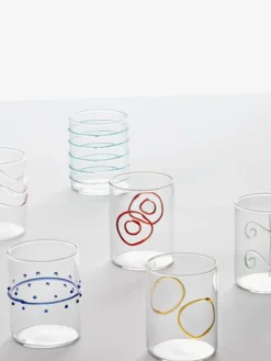 Set di 6 bicchieri acqua in vetro borosilicato fatti a mano Deco' Arlecchino
