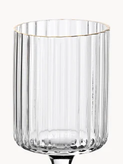 Set di 4 bicchieri da liquore in vetro soffiato con bordo dorato Aleo