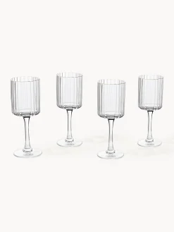 Set di 4 bicchieri da liquore in vetro soffiato con bordo dorato Aleo