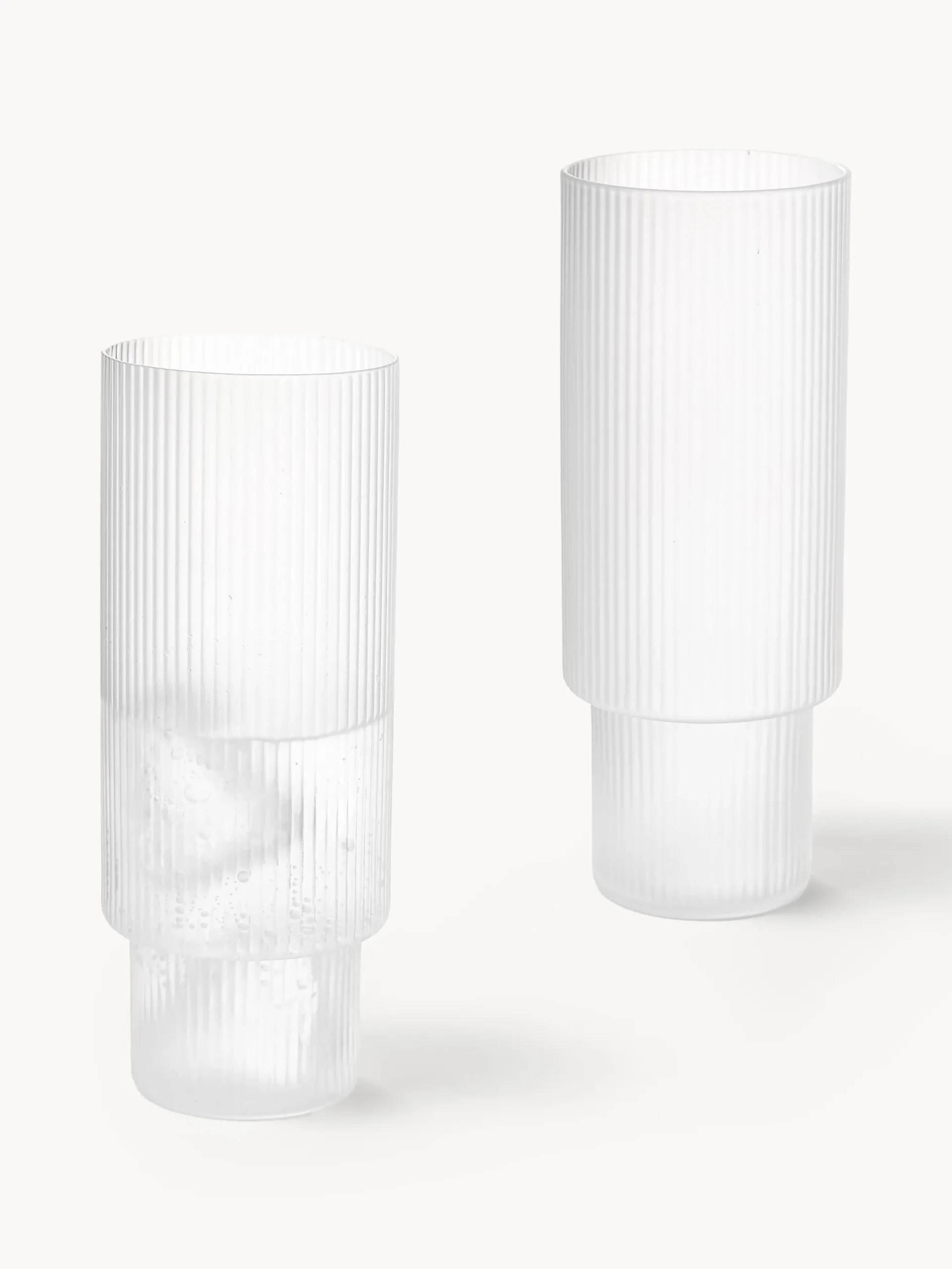 Set di 4 bicchieri da long drink in vetro soffiato millerighe Ripple