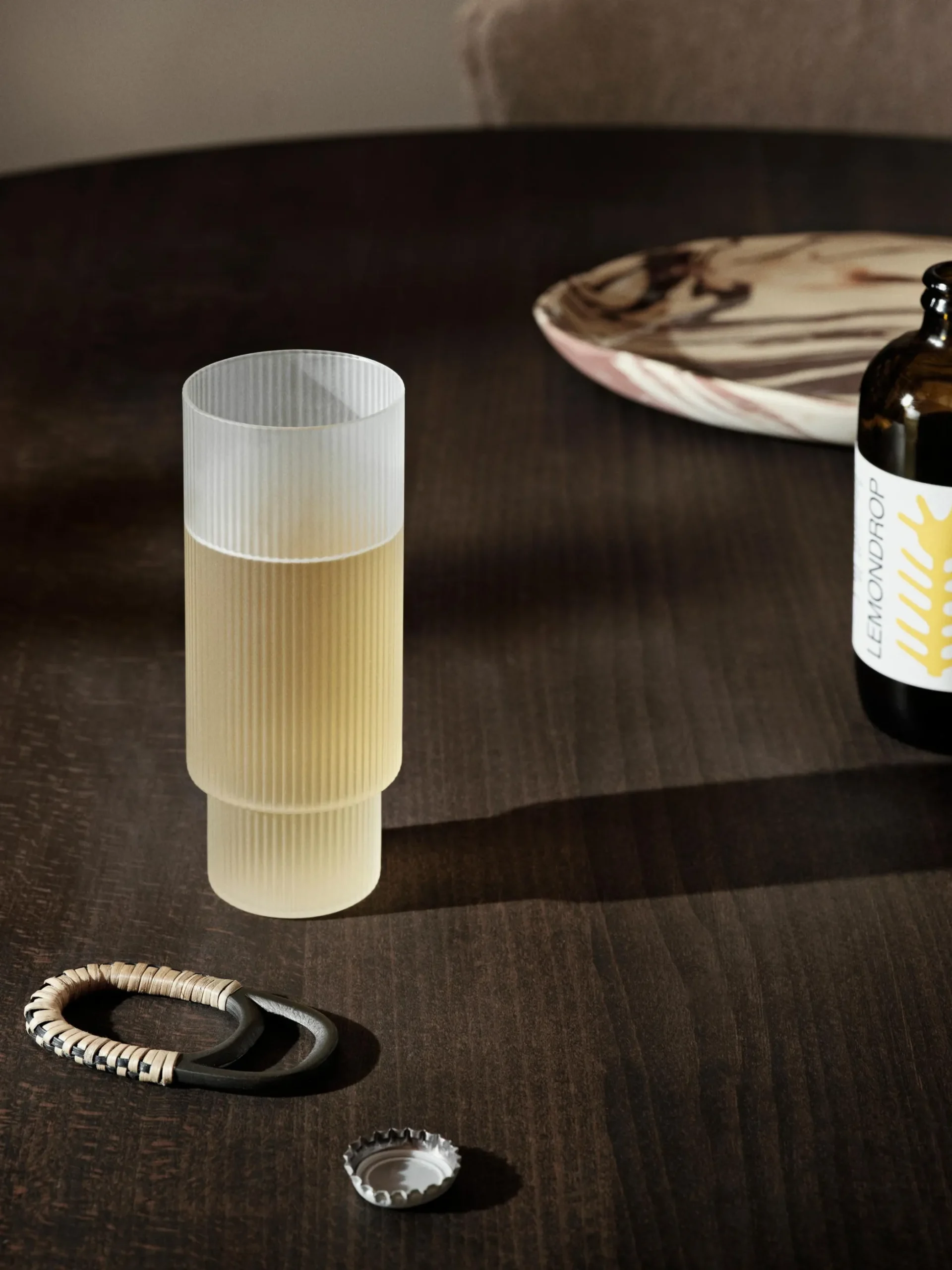 Set di 4 bicchieri da long drink in vetro soffiato millerighe Ripple