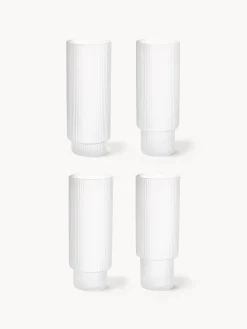Set di 4 bicchieri da long drink in vetro soffiato millerighe Ripple