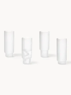 Set di 4 bicchieri da long drink in vetro soffiato millerighe Ripple