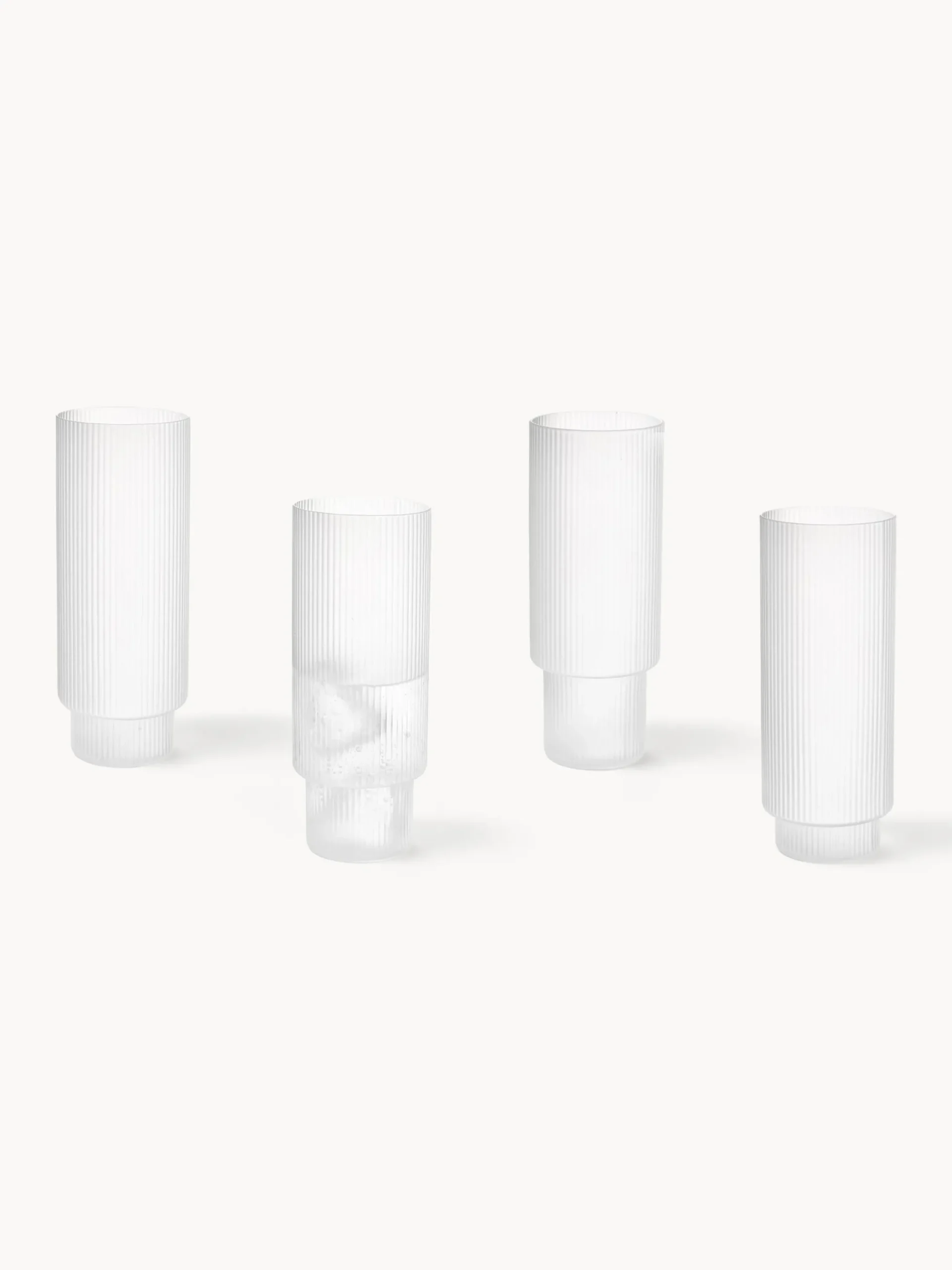 Set di 4 bicchieri da long drink in vetro soffiato millerighe Ripple