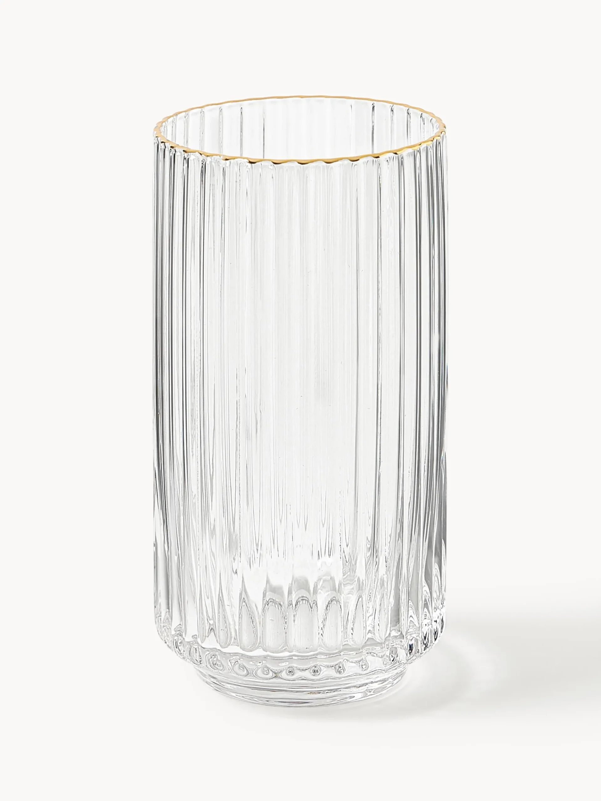 Set di 4 bicchieri da long drink in vetro soffiato con bordo dorato Aleo