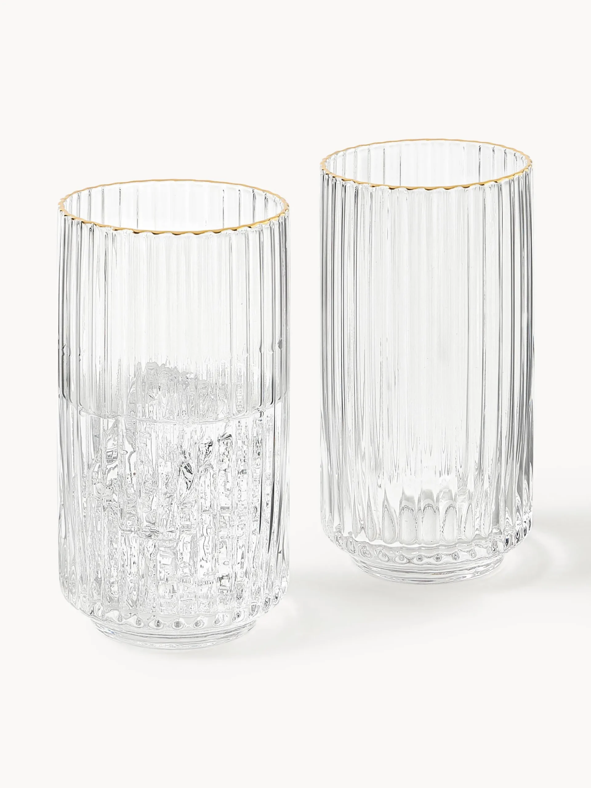 Set di 4 bicchieri da long drink in vetro soffiato con bordo dorato Aleo