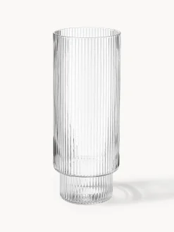 Set di 4 bicchieri da long drink in vetro soffiato millerighe Ripple