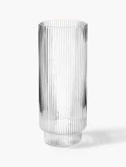Set di 4 bicchieri da long drink in vetro soffiato millerighe Ripple