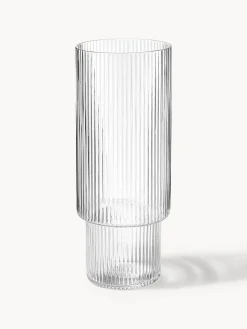 Set di 4 bicchieri da long drink in vetro soffiato millerighe Ripple