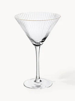 Set di 4 bicchieri da Martini in vetro soffiato con bordo dorato Aleo