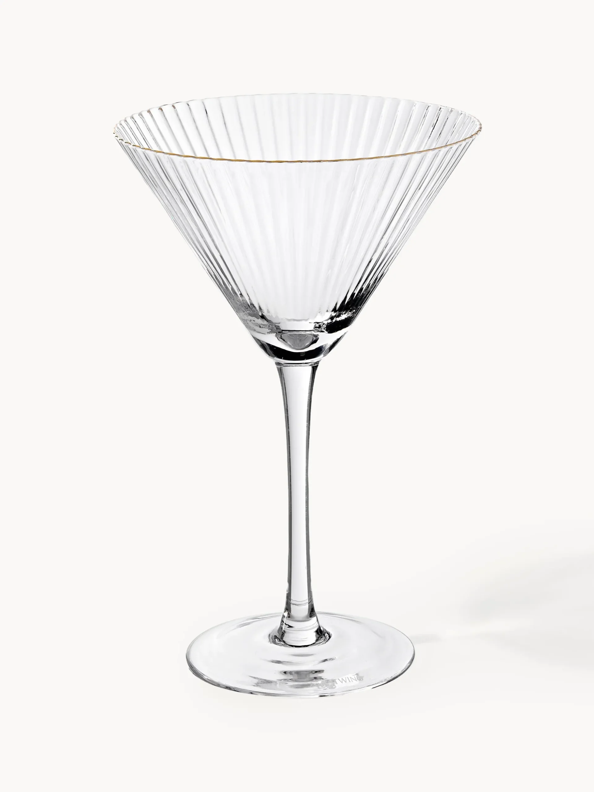 Set di 4 bicchieri da Martini in vetro soffiato con bordo dorato Aleo