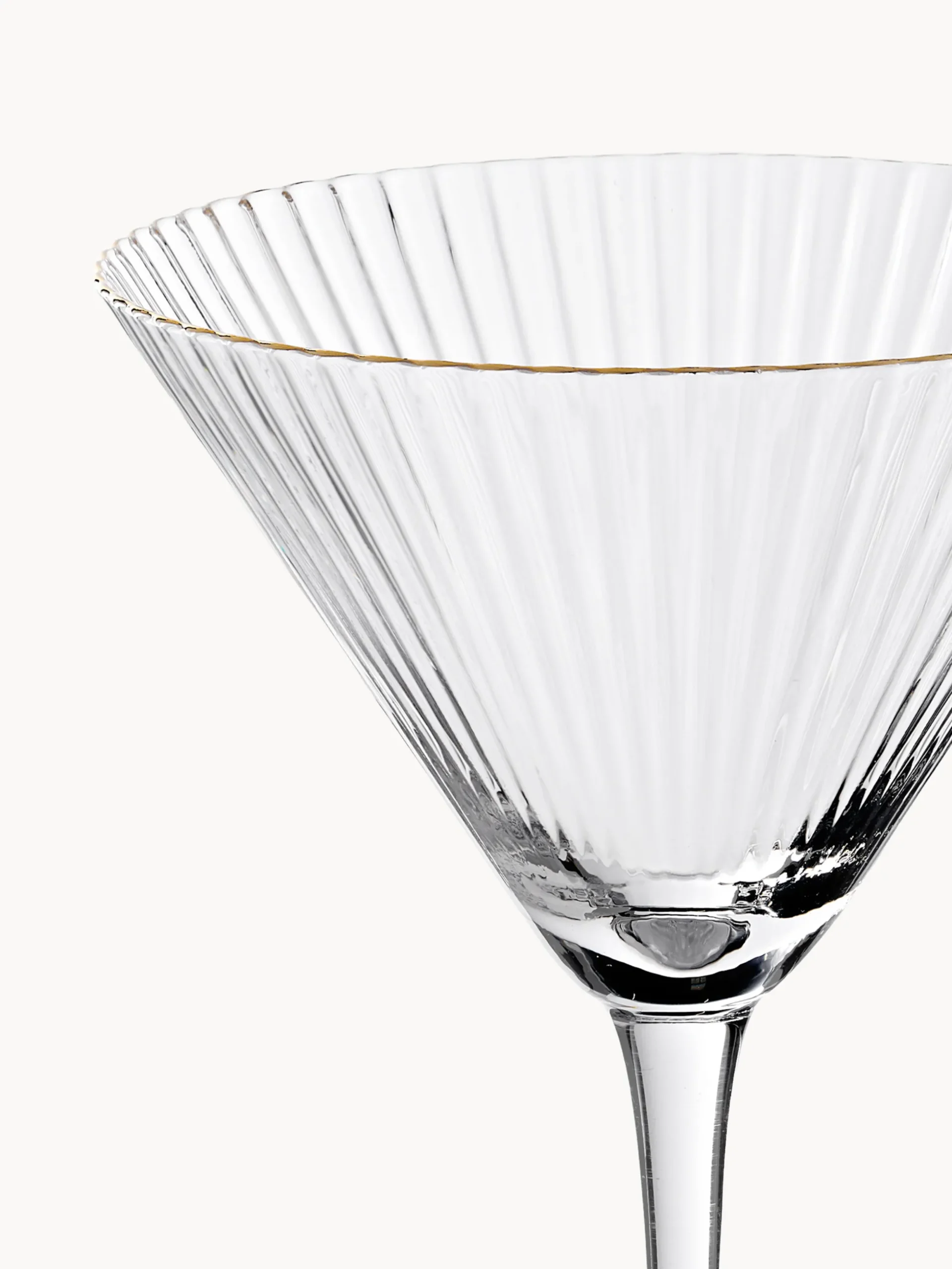 Set di 4 bicchieri da Martini in vetro soffiato con bordo dorato Aleo