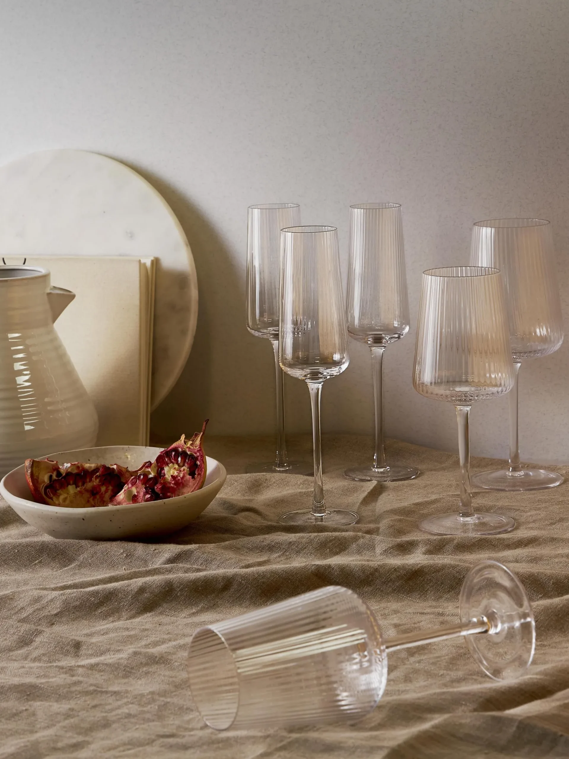 Set di 4 bicchieri da vino bianco fatti a mano con struttura millerighe Cami