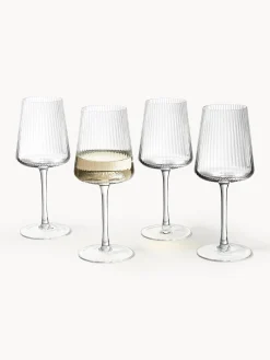 Set di 4 bicchieri da vino bianco fatti a mano con struttura millerighe Cami