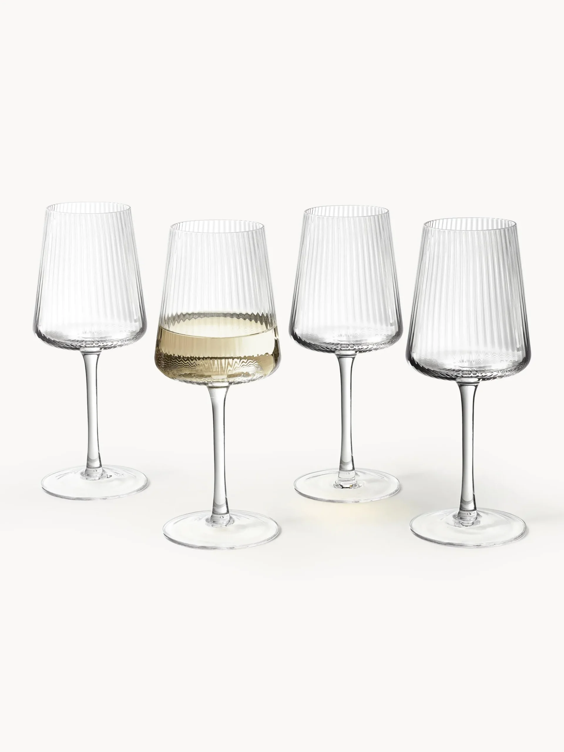 Set di 4 bicchieri da vino bianco fatti a mano con struttura millerighe Cami