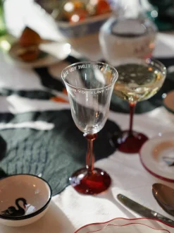 Set di 2 bicchieri da vino in cristallo I Love You