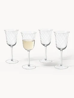 Set di 4 bicchieri da vino in vetro soffiato Swirl