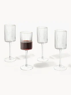 Set di 4 bicchieri da vino in vetro soffiato con bordo dorato Aleo