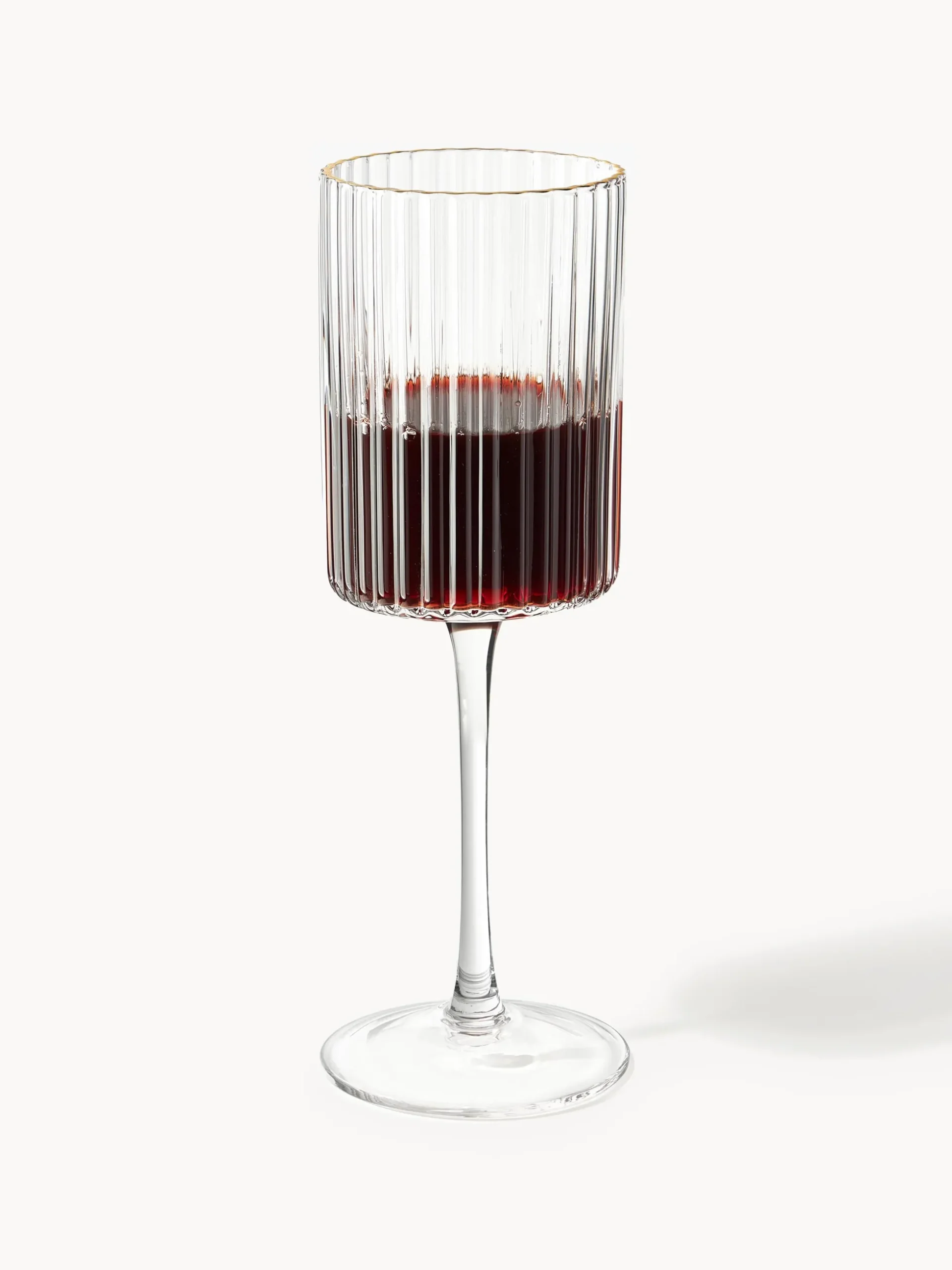 Set di 4 bicchieri da vino in vetro soffiato con bordo dorato Aleo