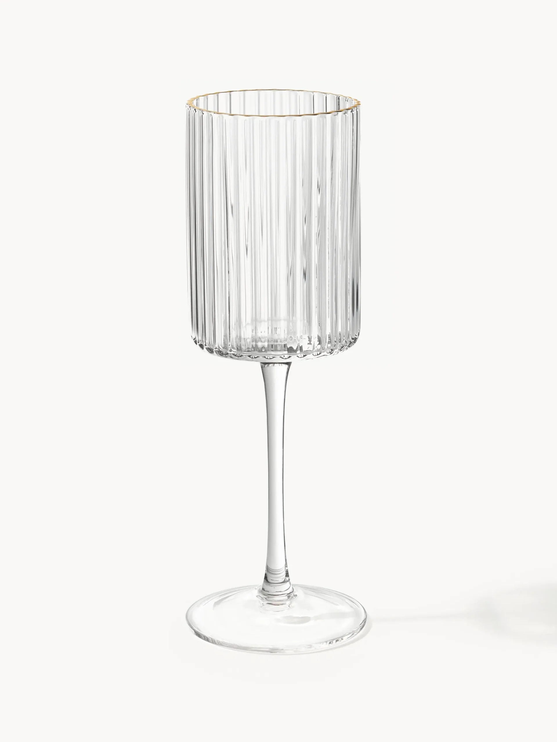 Set di 4 bicchieri da vino in vetro soffiato con bordo dorato Aleo