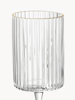 Set di 4 bicchieri da vino in vetro soffiato con bordo dorato Aleo