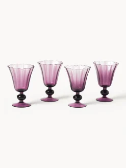 Set di 4 bicchieri da vino in vetro soffiato Tulya