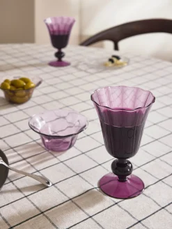 Set di 4 bicchieri da vino in vetro soffiato Tulya