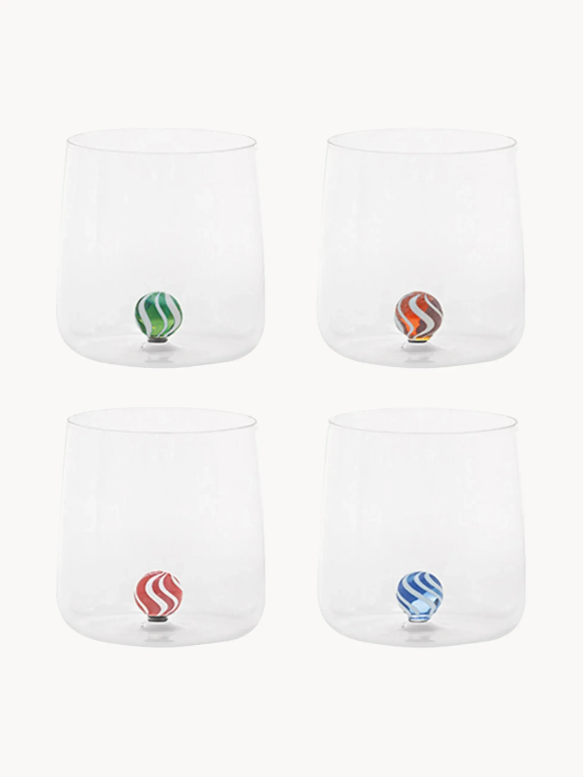 Set di 4 bicchieri in vetro borosilicato fatti a mano Bilia Candy